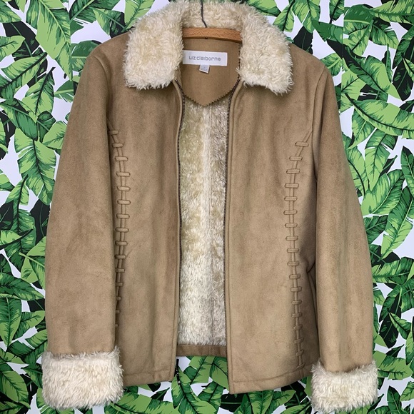 Y2K Liz Claiborne Coat Women's Size S Retro 00s Penny Lane Bratz Style Faux Fur - Picture 2 of 7